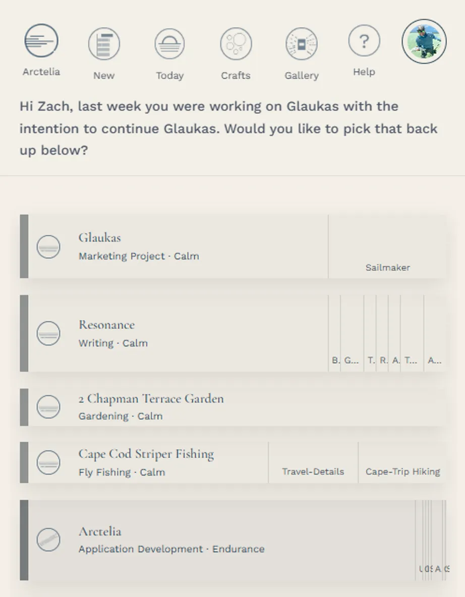 Projects interface